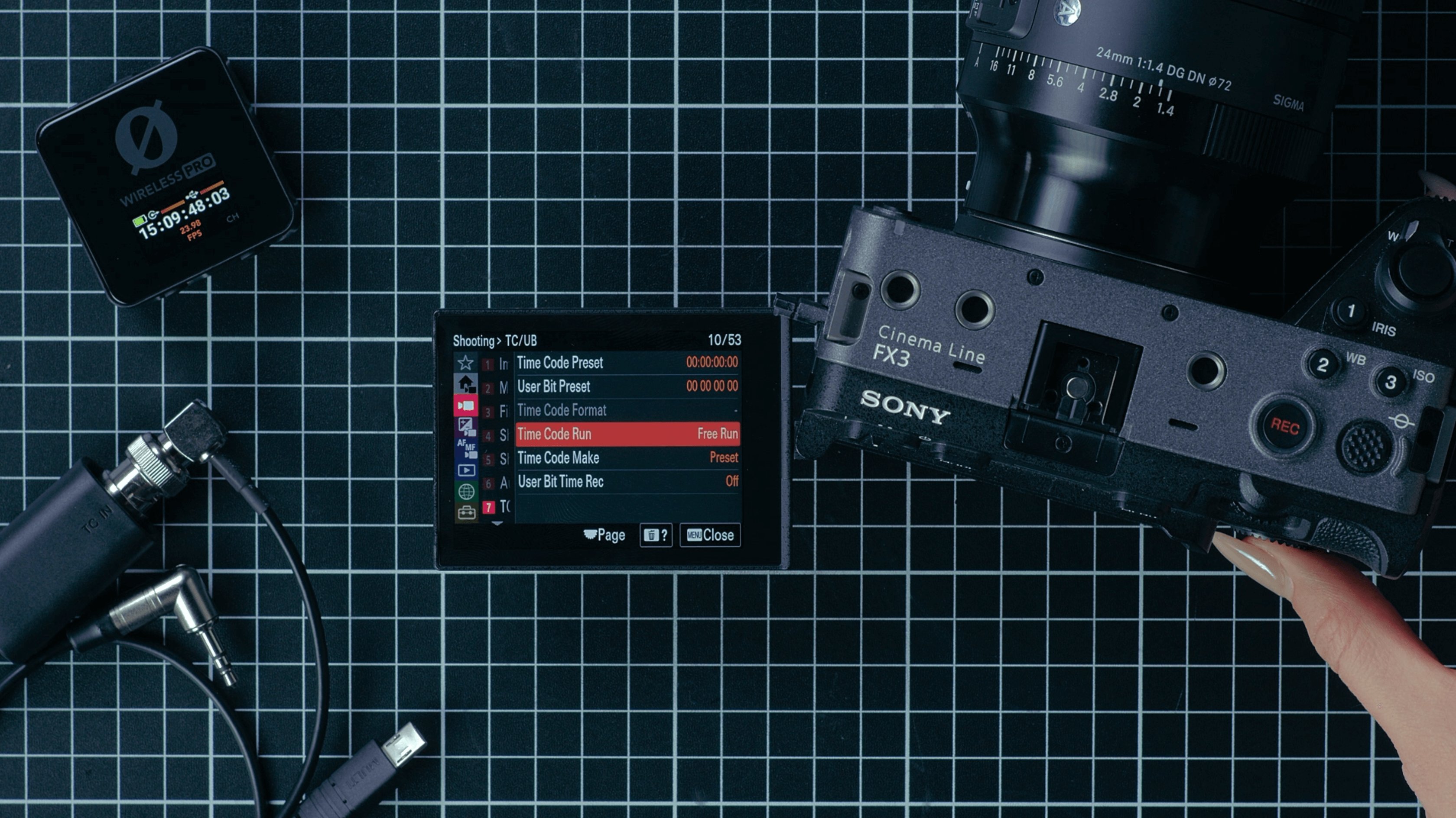 Sony FX3 - timecode menu